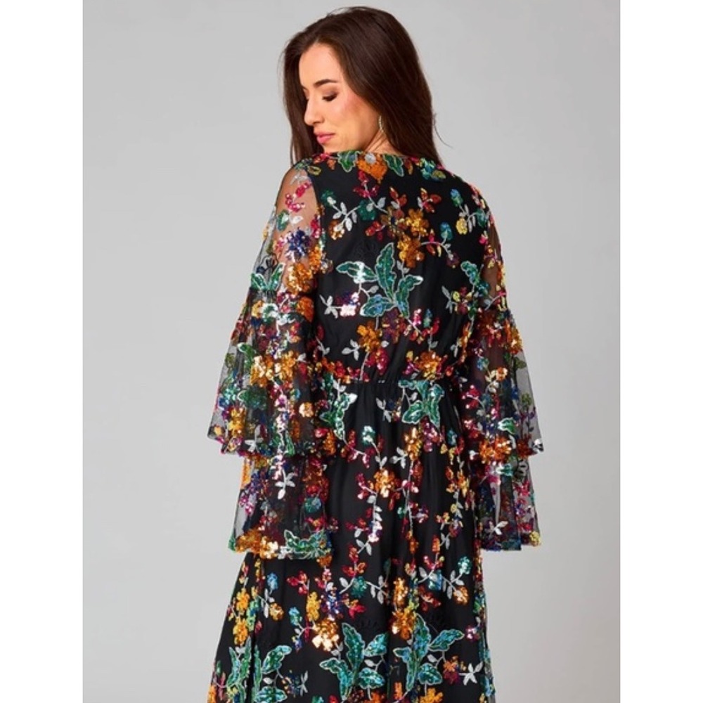 NWT Buddy Love Black Floral Sequin Maxi Dress - Picture 3 of 16